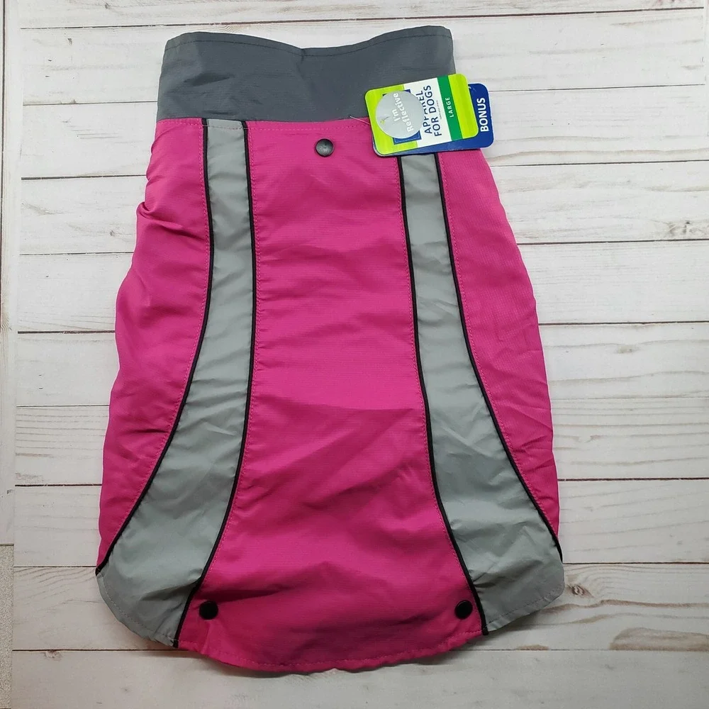 Dog Sweater Coat Reflective Vest Size Large Pink Gray Top Paw 2 in 1 Safety Vest